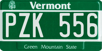 VT license plate PZK556