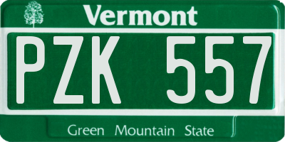 VT license plate PZK557