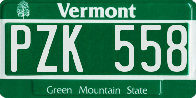 VT license plate PZK558