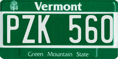 VT license plate PZK560