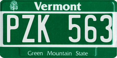 VT license plate PZK563
