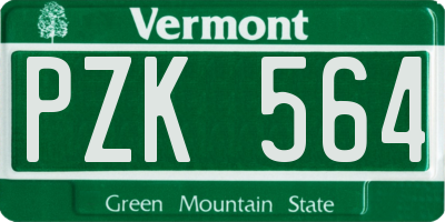 VT license plate PZK564
