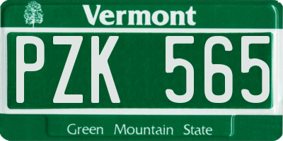 VT license plate PZK565