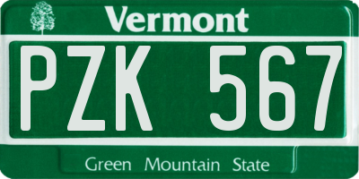 VT license plate PZK567