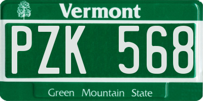VT license plate PZK568