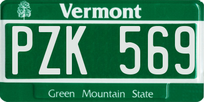 VT license plate PZK569