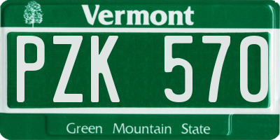 VT license plate PZK570