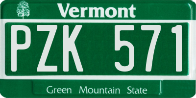 VT license plate PZK571