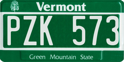 VT license plate PZK573