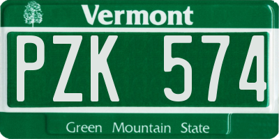 VT license plate PZK574