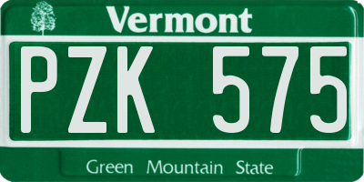 VT license plate PZK575