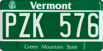 VT license plate PZK576