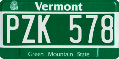 VT license plate PZK578