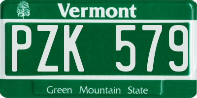 VT license plate PZK579