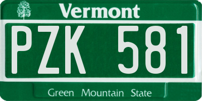 VT license plate PZK581