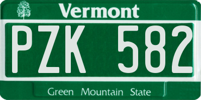 VT license plate PZK582