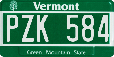 VT license plate PZK584