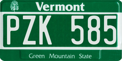 VT license plate PZK585