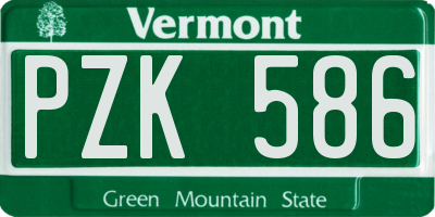 VT license plate PZK586