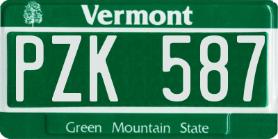 VT license plate PZK587