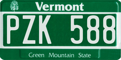 VT license plate PZK588