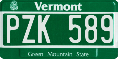 VT license plate PZK589