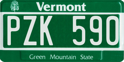 VT license plate PZK590