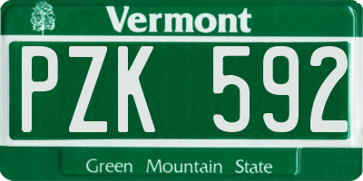 VT license plate PZK592