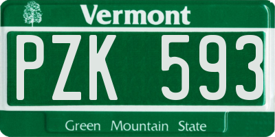 VT license plate PZK593