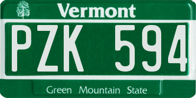 VT license plate PZK594