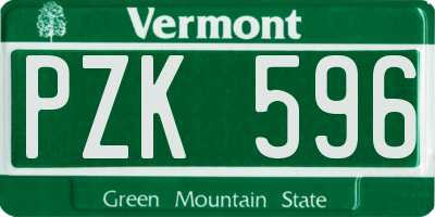 VT license plate PZK596