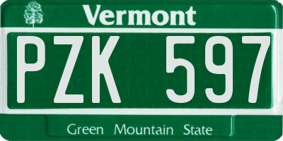 VT license plate PZK597