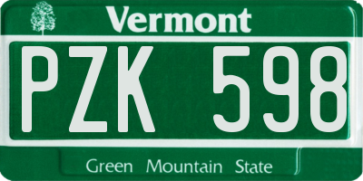 VT license plate PZK598