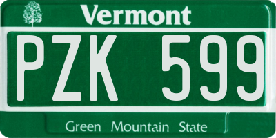 VT license plate PZK599
