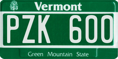 VT license plate PZK600
