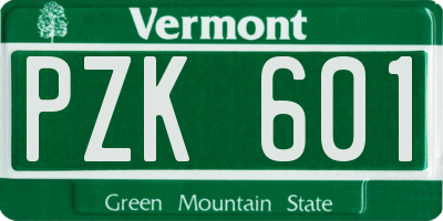 VT license plate PZK601