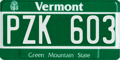 VT license plate PZK603