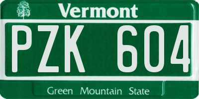 VT license plate PZK604