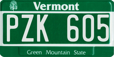 VT license plate PZK605
