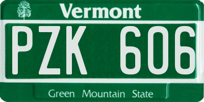 VT license plate PZK606