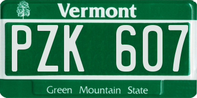 VT license plate PZK607