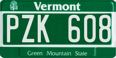 VT license plate PZK608