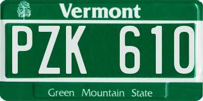 VT license plate PZK610