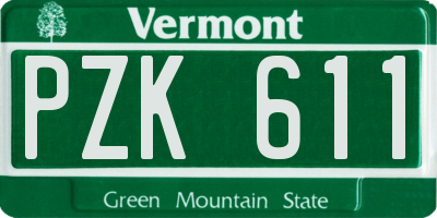 VT license plate PZK611