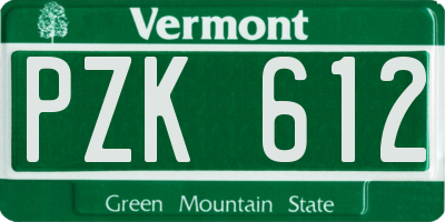 VT license plate PZK612