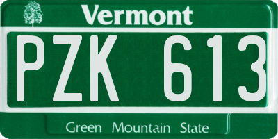 VT license plate PZK613