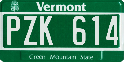 VT license plate PZK614