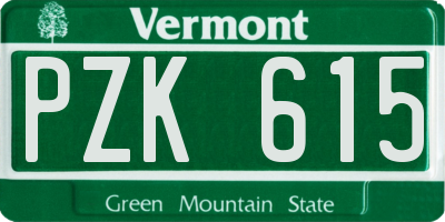 VT license plate PZK615