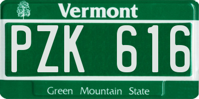 VT license plate PZK616