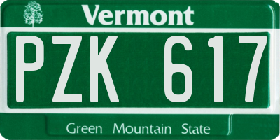 VT license plate PZK617